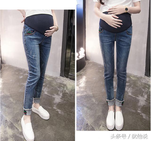 这条牛仔裤，孕妇可以从怀孕穿到生，清爽舒服