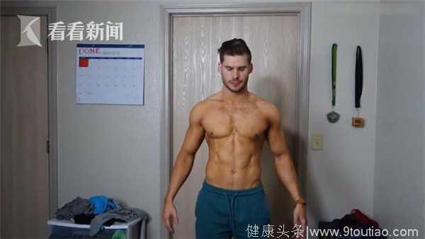 励志！游泳圈变公狗腰只用3个月 胖男减38斤成6块腹肌型男