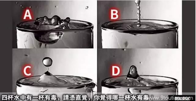 超准心理测试：四杯水中哪一杯有毒？测试你的隐藏性格是？