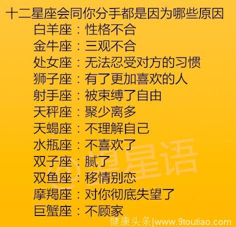 十二星座会同你分手都是因为哪些原因？早上都是几点起床的？