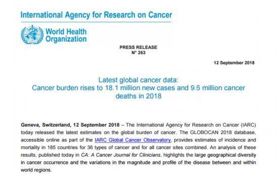 国际癌症研究中心最新数据：20%男性会患癌症