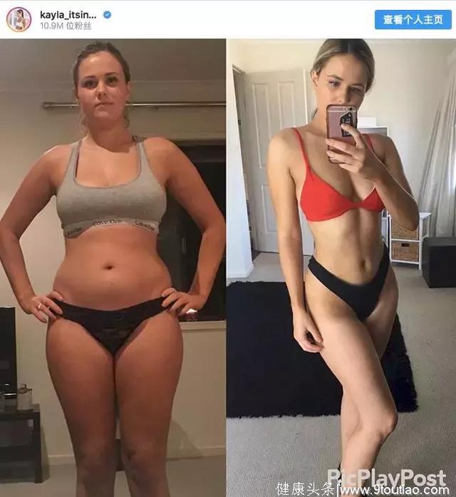 她按照网红健身达人的方法锻炼了一个多月，效果也是很惊人了～