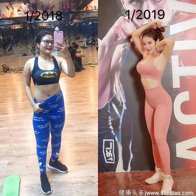 女孩健身1年从58练到53公斤，身材大不同，网友：胖的刚刚好！