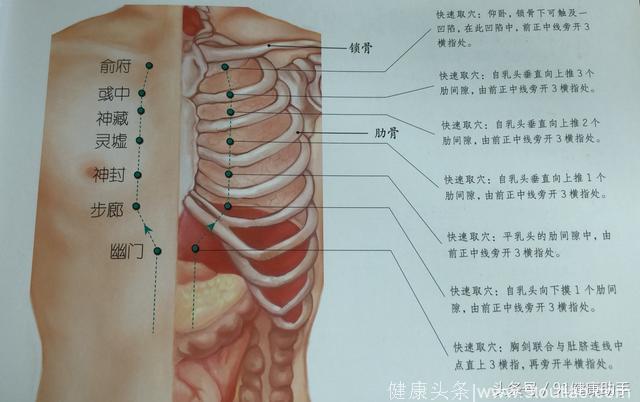 穴位养生｜胸痛、咳嗽、气喘、呕吐按步廊穴，宽胸理气、止咳平喘