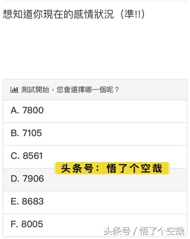 心理测试：选一组数字，测出你现在的感情状况