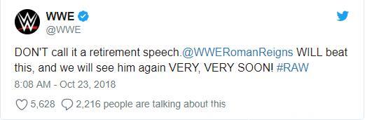 罗曼·雷恩斯因白血病复发被迫交出WWE环球冠军！