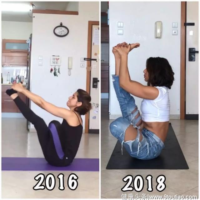 瑜伽前后的对比图，行动起来去瑜伽！
