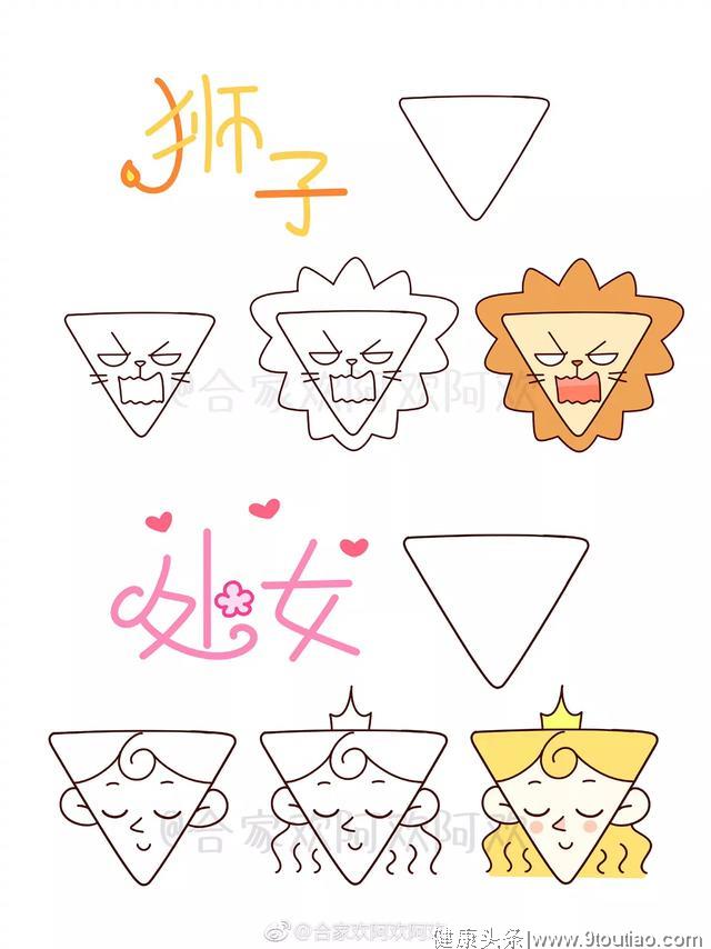 用三角形画出十二星座，这也太可爱了吧！说说你是属于什么星座？