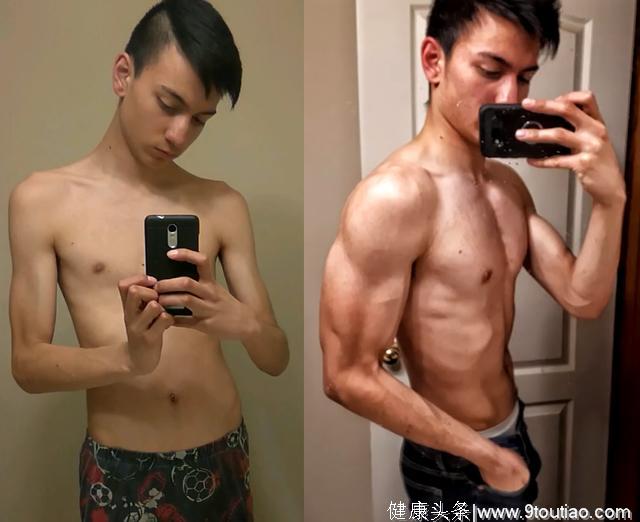 17岁瘦小伙自认天赋很差，坚持健身整1年，看到效果真值了