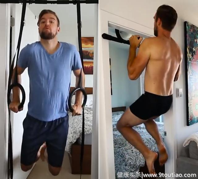 每天在家练100引体向上加100吊环臂屈伸，男子挑战30天看健身效果