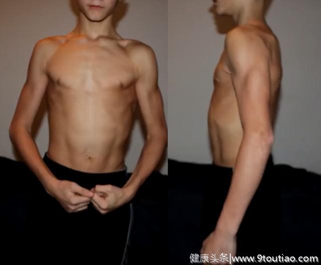 年轻人的天赋，14岁“竹竿”小伙勤奋健身，练成肌肉男仅1年