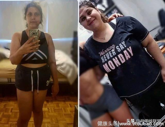 体重200斤的胖妞坚持健身，减肥后体重140斤，锻炼出了腹肌