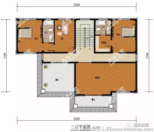 带车库和健身房设计的四层农村豪宅，套房设计，方便又气派