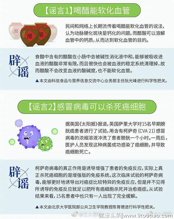 喝醋软化血管？感冒病毒杀死癌细胞？@青岛人 最近这些流言，你中招了吗